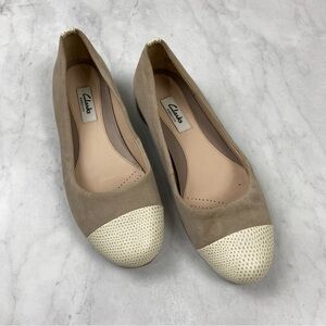 Clarks Narrative: Suede Print Ballet Flats Slip On Shoes Business Casual Size 6‎
